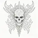 a symmetrical sketch of a tattoo on the entire neck in the style of the deathmetal band logo tattoo design idea