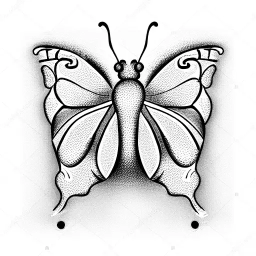Butterfly caterpillar tattoo design idea