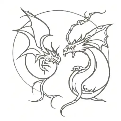 a dragon with a sun and a dragon with a moon best friend tattoos tattoo design idea