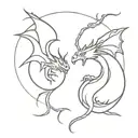 a dragon with a sun and a dragon with a moon best friend tattoos tattoo design idea