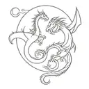 a dragon with a sun and a dragon with a moon best friend tattoos tattoo design idea