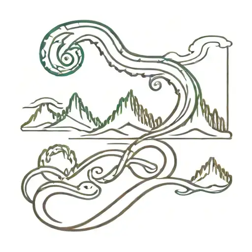 loch Ness monster roller coaster double loop  tattoo design idea