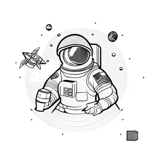 camera spaceman travel tattoo design idea