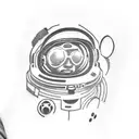 camera spaceman travel tattoo design idea