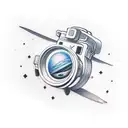 camera spaceman travel tattoo design idea