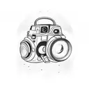 camera spaceman travel tattoo design idea
