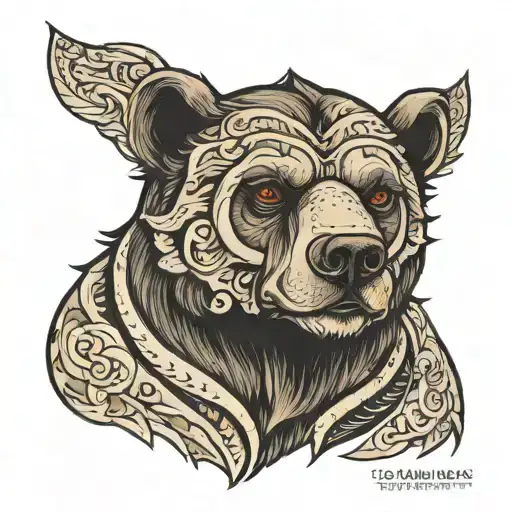 face Bear oldschool black  tattoo design idea