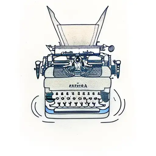 typewriter printing a oija board tattoo design idea