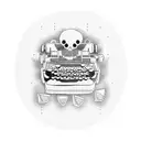 typewriter with ghosts and ufo and bigfoot coming out tattoo design idea