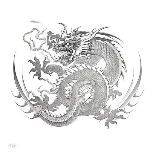 Dragon with hannya with samurai in  tattoo design idea