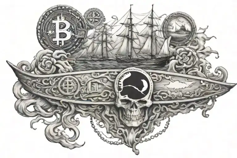 bitcoin, burn the ships, silk road, death, atlas shrugged  tattoo design idea