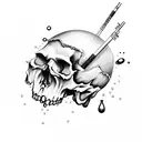 skull with bullet hole and water tattoo design idea