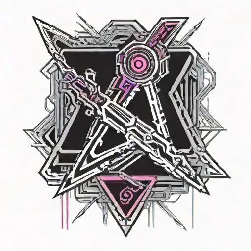 halo sword, avicii, square,triangle,circle, X tattoo design idea