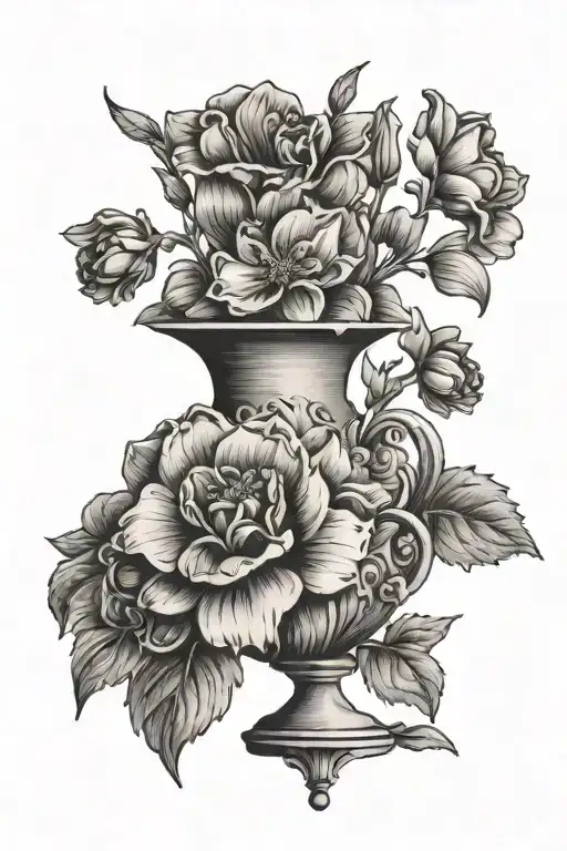 march birth flower and may birth flower in a tiny vase  tattoo design idea