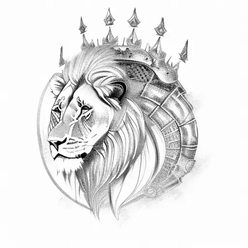 Armour with lion tattoo design idea