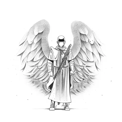 A guardian angel protecting a security guard tattoo design idea