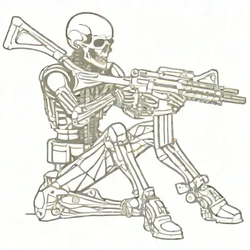 Skeleton soldier with AR15 tattoo design idea