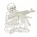 Skeleton soldier with AR15 tattoo design idea
