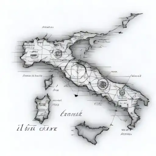 map of italy with compass  tattoo design idea