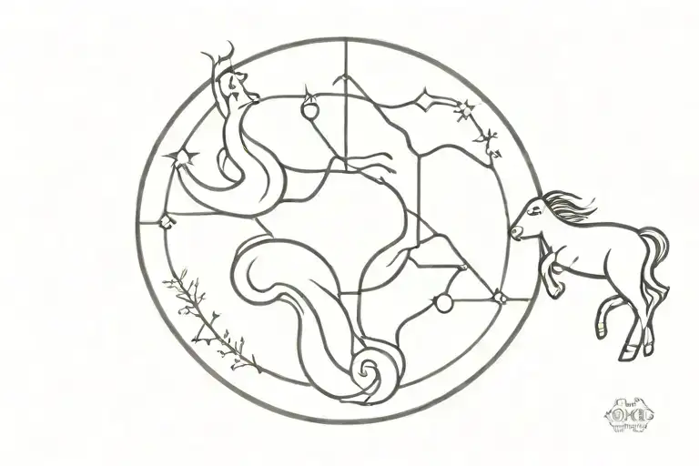 mix of gemini and capricorn zodiac sign tattoo design idea