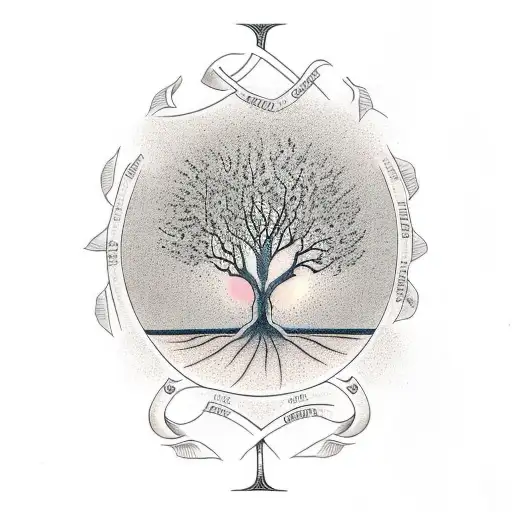 Tree of Life with names Cort Collins Chase Campbell tattoo design idea