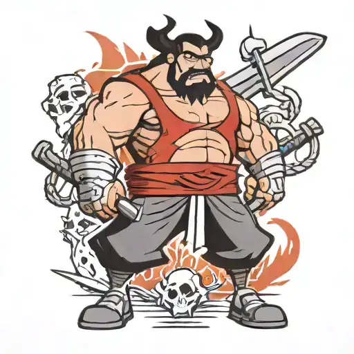 samurai jack and scotman cartoon characters tattoo design idea