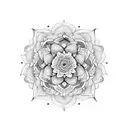 A mandala composed of lotus flowers intertwined with henna-inspired patterns tattoo design idea