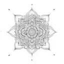A mandala composed of lotus flowers intertwined with henna-inspired patterns tattoo design idea