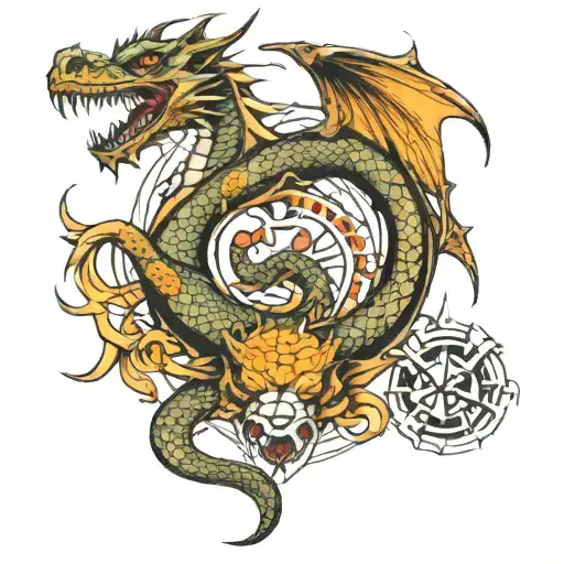 Dragons kyling hart tattoo for man tattoo design idea