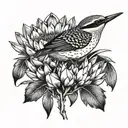 king protea becoming a nest for baby woodland kingfishers  tattoo design idea
