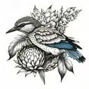 king protea becoming a nest for baby woodland kingfishers  tattoo design idea