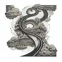 Incorporate a winding road with obstacles to symbolize the journey through drug addiction tattoo design idea