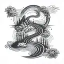 Incorporate a winding road with obstacles to symbolize the journey through drug addiction tattoo design idea
