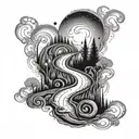 Incorporate a winding road with obstacles to symbolize the journey through drug addiction tattoo design idea