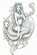 Capricorn mermaid sitting tattoo design idea