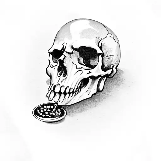 SIDONKU Skull Various Tattoo Doodle White Dagger Snake Ink Pizza