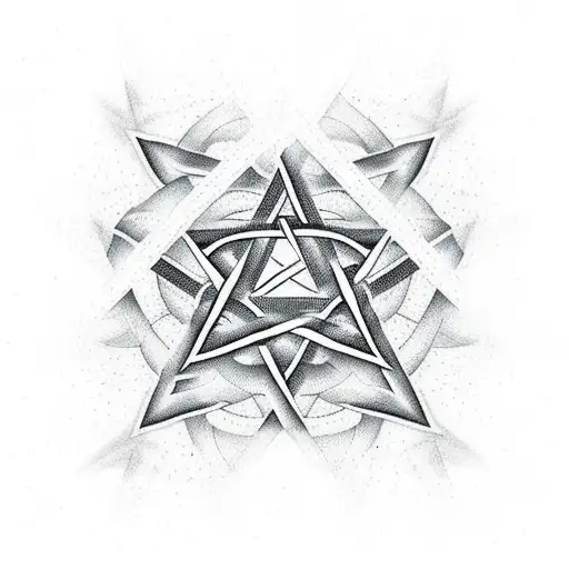 pentagram with 1111 writen on it tattoo design idea