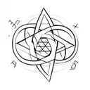 black pentagram with "1111" written on it with color red tattoo design idea