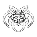 black pentagram with "1111" written on it with color red tattoo design idea