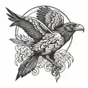 half a crow, half a condor flying tattoo design idea