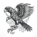 half a crow, half a condor flying tattoo design idea