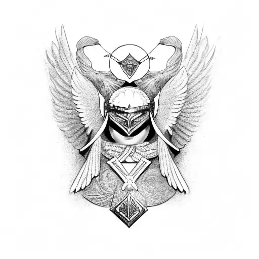 Valkyrie with wings tattoo design idea