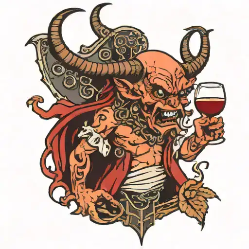 Satan drinking wine tattoo design idea
