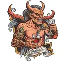 Satan drinking wine tattoo design idea