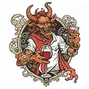 Satan drinking wine tattoo design idea