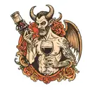 Satan drinking wine tattoo design idea