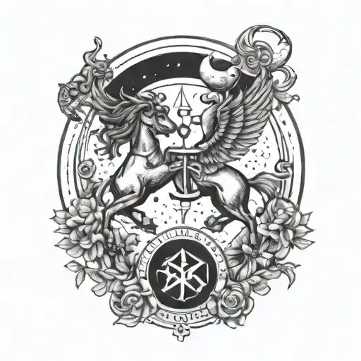 Sagittarius Gemini aries zodiac sign tattoo design idea