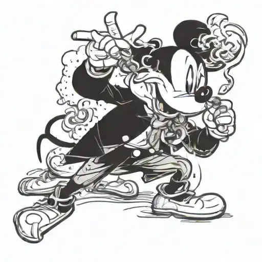 mickey mouse smoking tattoo design idea