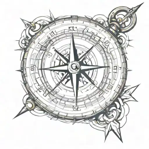 navigation compass tattoo design idea