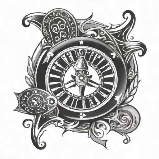 roulette game card tattoo design idea